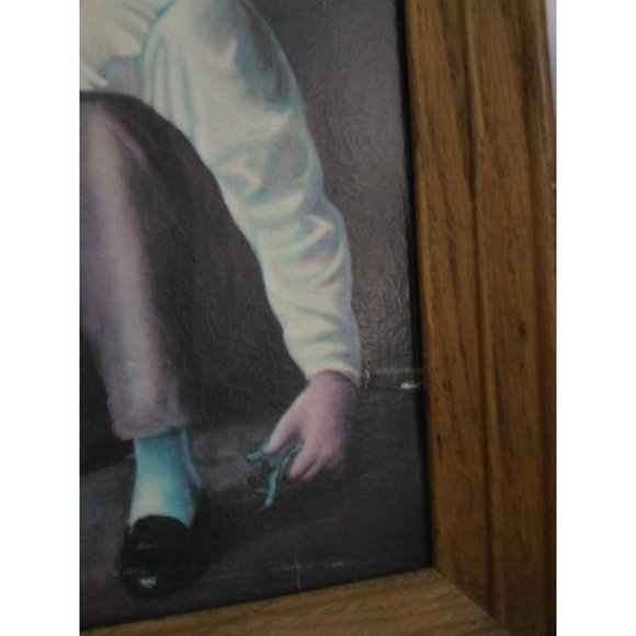 vtg set of 2 girl holding rabbit & boy w/ rabbit framed prints 15" x 13" - Picture 8 of 12